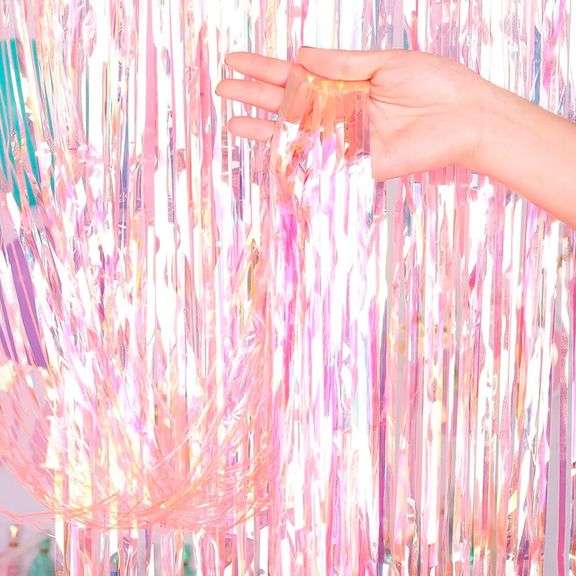 (3) Dazzle Bright 2 Pack Backdrop Curtain, 3FT x 8FT Metallic Tinsel