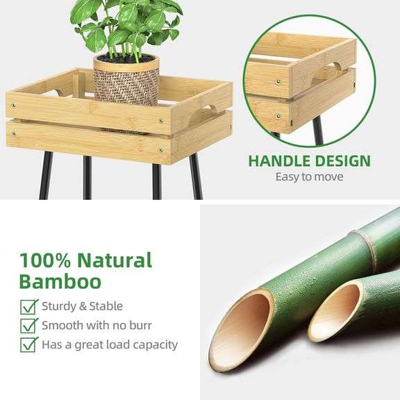 BAMBANG Bamboo Plant Stand Indoor, 2 Tier Plant Stand for Indoor Plants