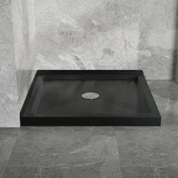36" x 36" Shower Base Single Threshold Center Drain Shower Pan in Black ...