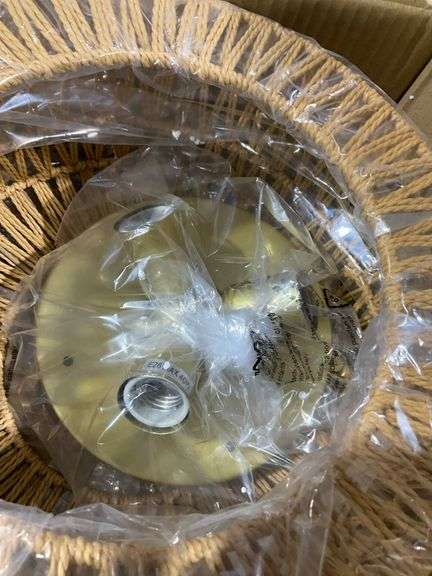 Rattan Ceiling light cover and fixture - Matthews Auctioneers