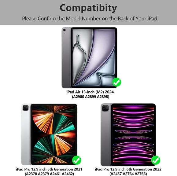 Keyboard Case for iPad Air 13 2024 M2,iPad Pro 12.9 ' 6th/5th