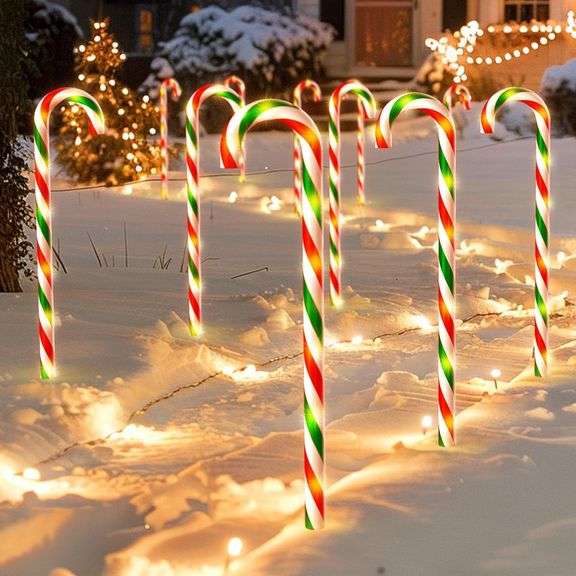 10PK 30inch 120 LED 8 Modes Large Christmas Candy Cane Pathway Lights ...