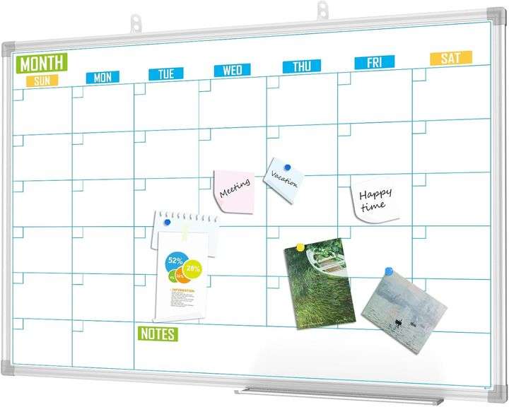 Lockways Dry Erase Calendar Whiteboard, White Board Calendar Monthly 36