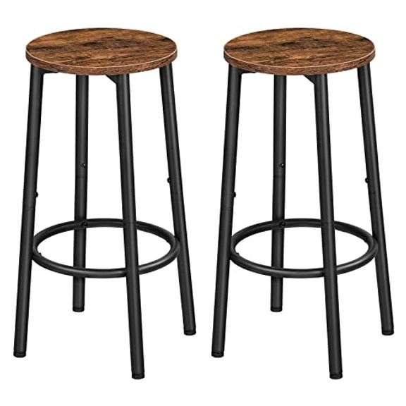 HOOBRO Bar Stools, Set of 2 Bar Chairs, Kitchen Round Height Stools