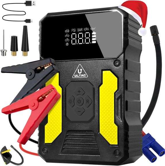 Gferauto Jump Starter with Air Compressor Portable 4500A for 10.0L Gas and 8.0L