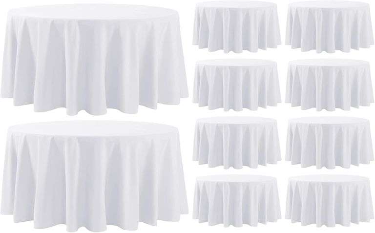 Aocoz Round Tablecloth 10 Pack 132 Inch White Tablecloths Washable ...