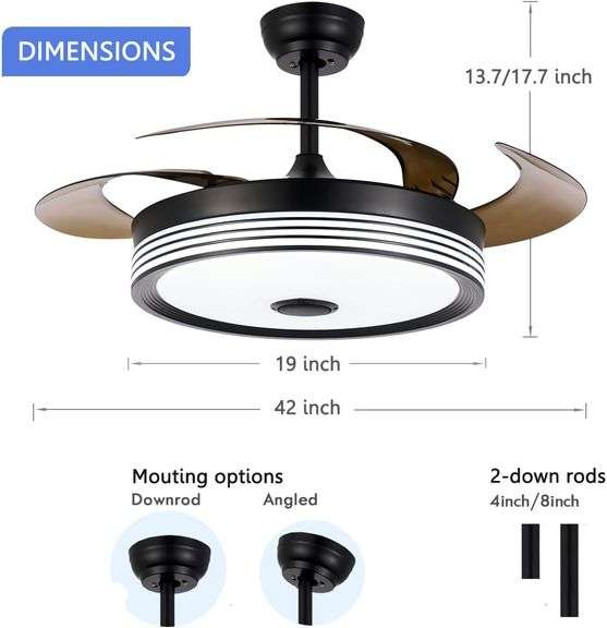 Ceiling Fan With Light LED 48Inch Tir-Color Dimmable Modern Fan Light With Remote Control 5 - View #10