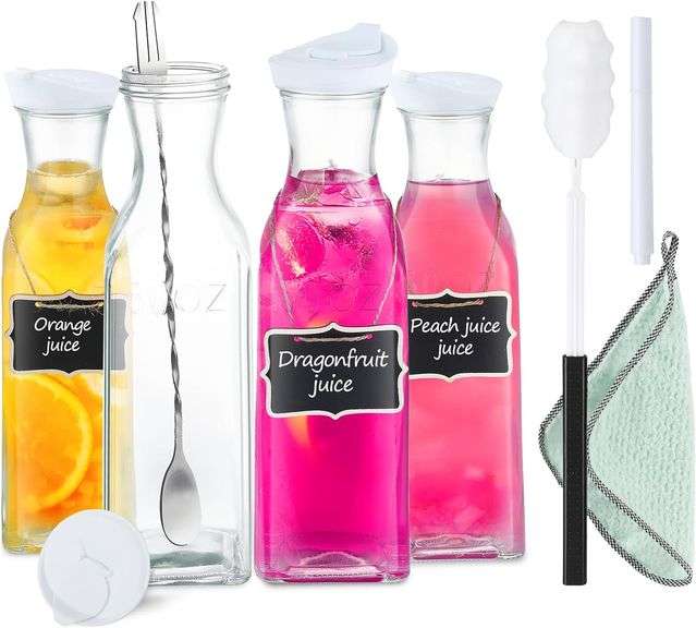 Glass Carafe, 1.5 L Water Carafe Glass, Glass Carafe With Lid Stainless