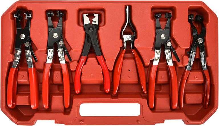9-Piece Long Reach Hose Clamp Pliers Set - Fuel, Oil & Water Hose Tool Kit