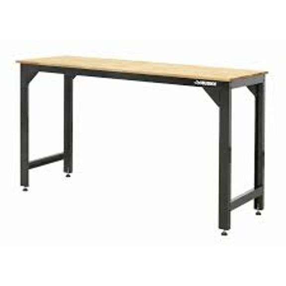 husky ready-to-assemble 4 ft. solid wood top workbench in black ...