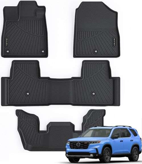 Yellowspeed TPE Floor Mats Liners – All Weather Waterproof For 2016-2022 Honda Pilot, 3 Row Black Set