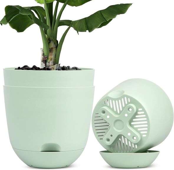 Plant Pots, 2 Pack 12 inch Self Watering Planters High Drainage with ...