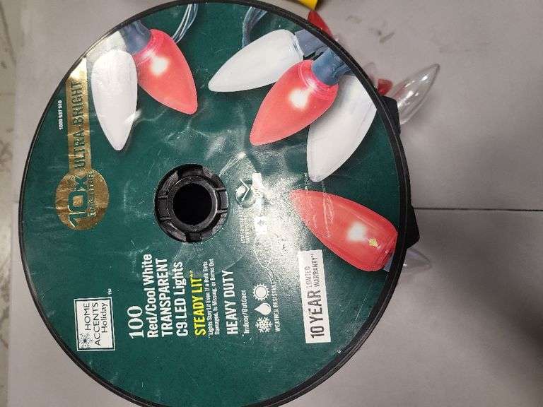 Home Accents Holiday 100L Red and Cool White C9 Steady Lit LED Lights