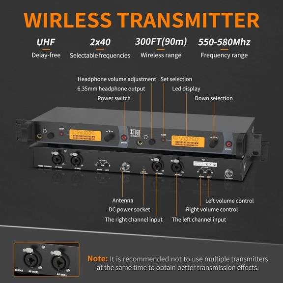 XTUGA IEM1200 Wireless In Ear Monitor System 2 Channel 2 Bodypacks In Ear Monitors
