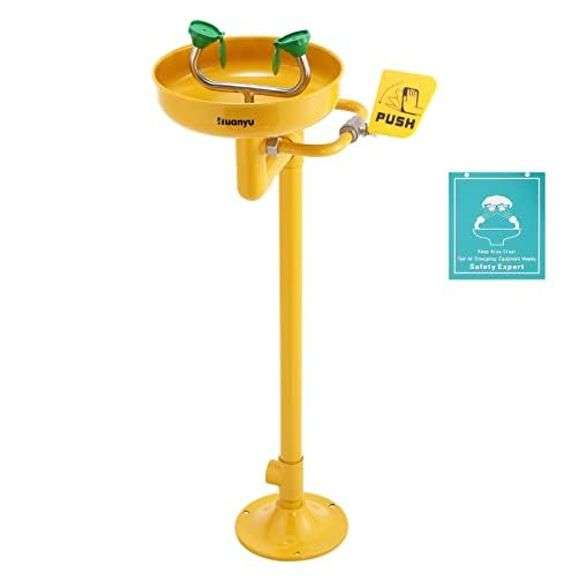 Huanyu Emergency Eye Wash Station Floor Mount Adjustable Water Flow