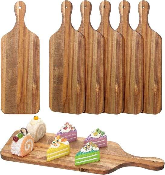 Rtteri 6 Pcs Acacia Wood Cutting Board Bulk Kitchen Thicken Chopping