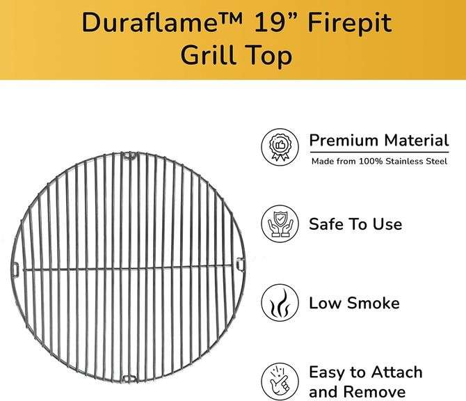 Duraflame 19 Grill Top, 100 Stainless Steel Cooking Grate for