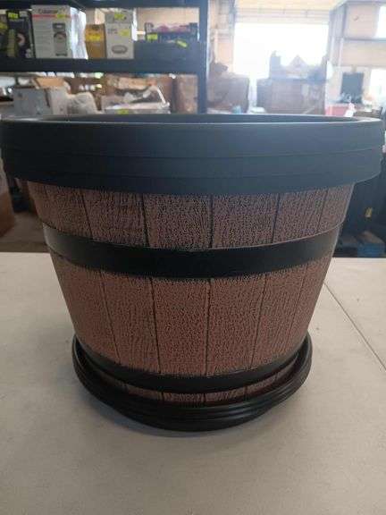 Layhit Lot De 10 Pots De Fleurs En Forme De Tonneau à Whisky De 24 Cm Avec Trous De Drainage Et Soucoupes Pour Intérieur Et Extérieur Marron Café