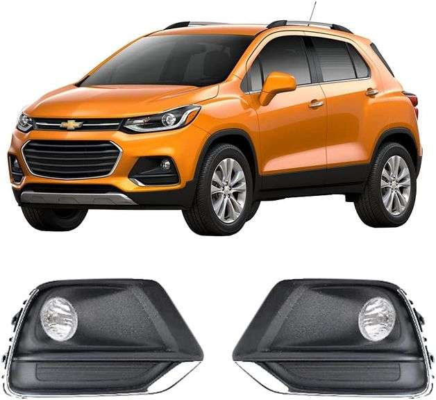 Pair Of Front Fog Lights / Driving Lamps For 2017-2019 Chevy Trax - Halogen, PS24W Bulbs, Direct Replacement