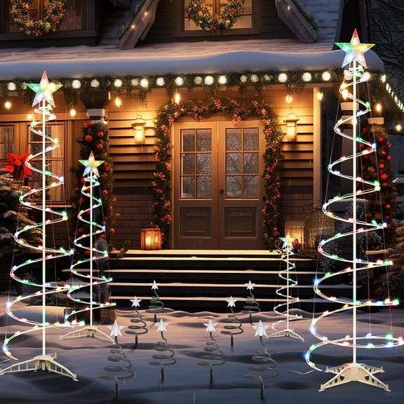 Led Panel Christmas Tree 12 Pcs LED Spiral Christmas Tree Light with Solar Panels & Remote, 6ft ...