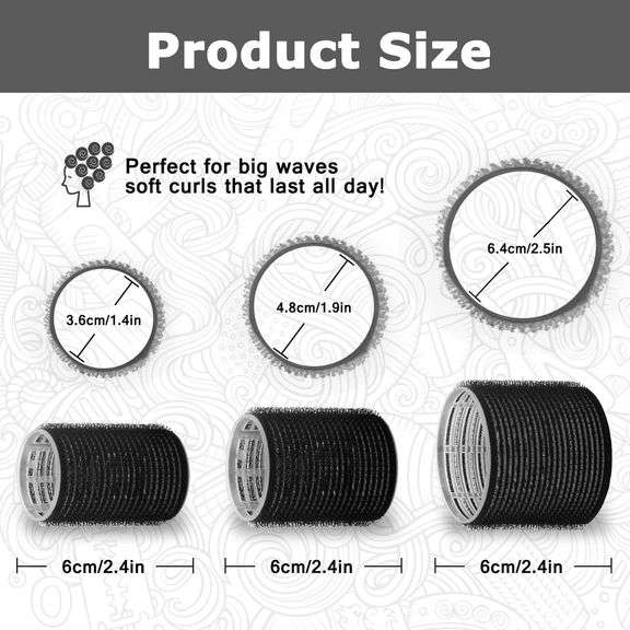 Self grip hair roller set,Hair roller set 28 pcs,Heatless hair curlers,Hair rollers for Long hair,Medium and Short hair,Hair rollers with hair roller clips and comb,Salon hairdressing curlers,DIY Hair Styles, Sungenol 3 Sizes Rose red Hair Rollers in 1 set