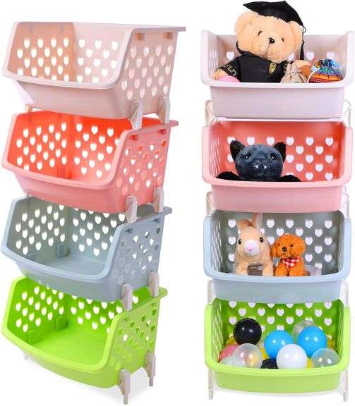 Mifoci 12 Pcs Plastic Storage Bins Stackable Open Front Organizer, 4 ...