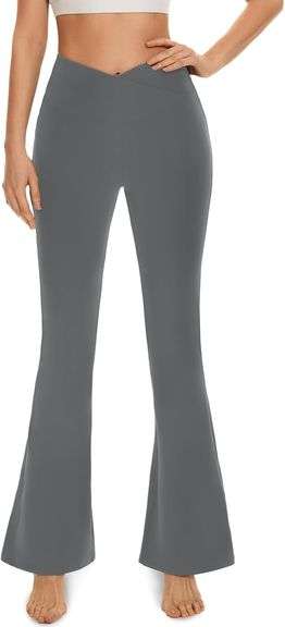 HEGALY Women's Flare Yoga Pants - Buttery Soft High Waisted Crossover Bootcut Leggings (Navy Blue, X-Large) - View #8