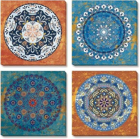 Boho Bathroom Art Mandala Flower Wall Dcor Canvas Paintings Abstarct ...