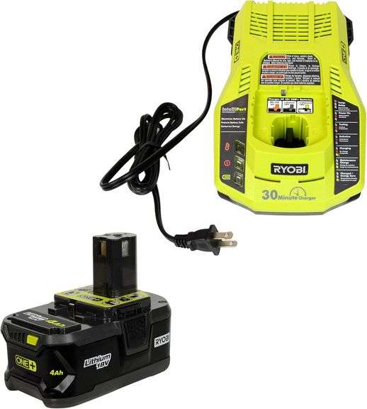 Ryobi (1) P117 18V Battery Charger & (1) P197 18V 4.0Ah Battery Pack