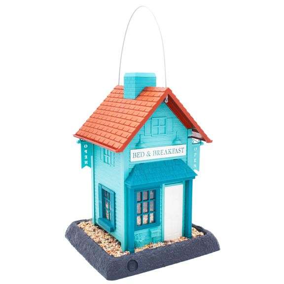 North States Squirrel-Resistant Blue/Teal Plastic Hopper Bird Feeder - Multiple Colors/Finishes - Hanging/Post-Mount - 6.5 lbs. Seed Capacity