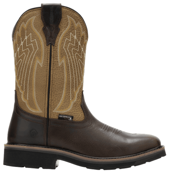 Wolverine Rancher Eagle Waterproof Steel Toe Wellington Work Boots for Men - Gravel/Tan - 8.5M