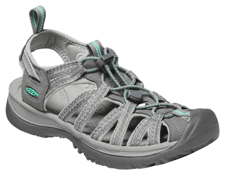 KEEN Whisper Sandals for Ladies - Grey/Peacock Green - 8M