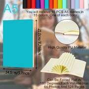 Chivertion 15 Pcs A5 Soft Cover Journals for Writing 128 Page Lined Journal Notebook Bulk Leather Ruled Journaling Notebooks Writing Drawing Journal Lay Flat Diary for Women Men, 5.7 x 8.2, Colorful