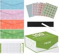 100 Envelopes Money Saving Challenge Box- 100 Envelope Challenge Kit to Save 20000 dollars, Saving Money Organizer for Cash, Petty Cash Box with 100 cash Envelopes for Budgeting (green)