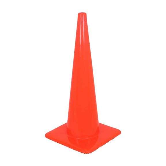 28 in. Orange PVC Flow Traffic Safety Cone with Orange Base - Matthews ...