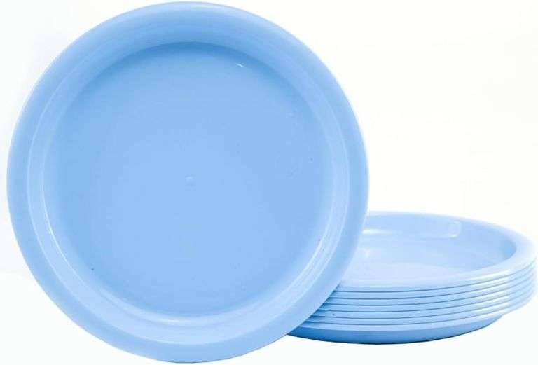 (8) Small Light Blue Plastic Plates 7.5" - Picnic & Party Disposable ...