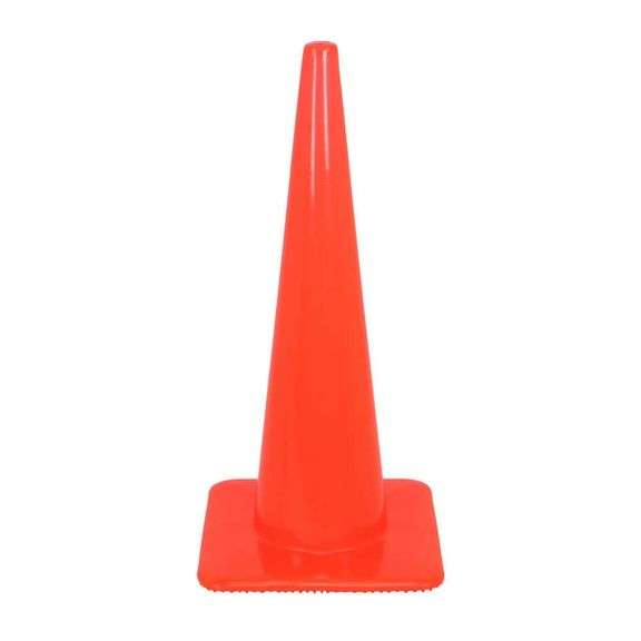 28 in. Orange PVC Flow Traffic Safety Cone with Orange Base - Matthews ...