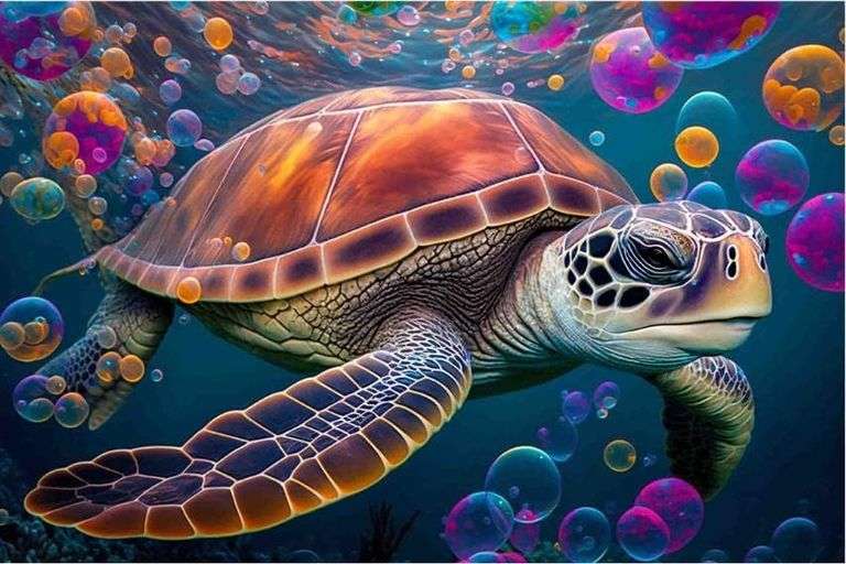 HONGYA ART DIY Paint by Numbers Kit for Adults Sea Turtle Stylish