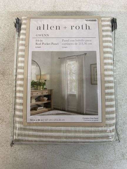 allen + roth 84-in Linen Light Filtering Rod Pocket Single Curtain ...