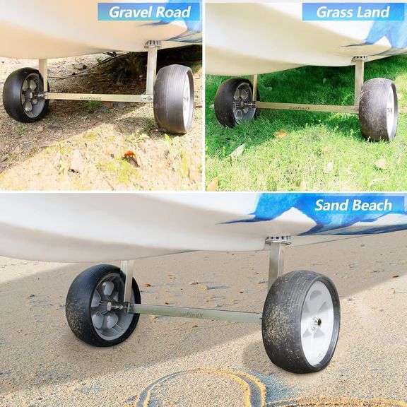 GanFindX Quick-Detachable Aluminum Sit on Top Kayak Wheels Cart, Width Adjustable trolley with