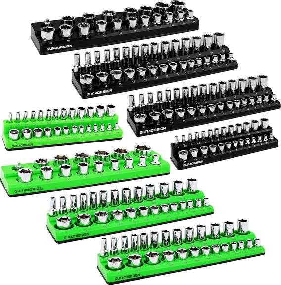 Socket Magnet Mat 8PCS Magnetic Socket Organizer Set, Magnetic Socket Holder, 1/4