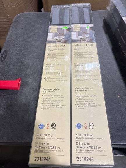 (2)allen + roth Motorized Cellular Shade 23-in x 72-in Gray Blackout ...