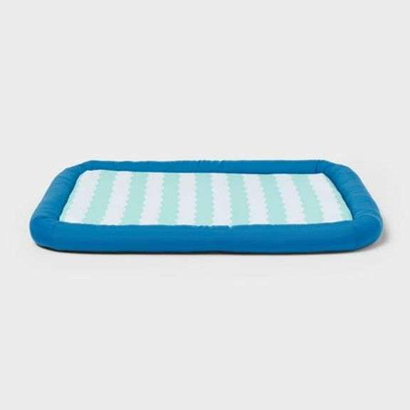 Cooling Mat Bolster Dog and Cat Bed - Sun Squad Blue S/M/L