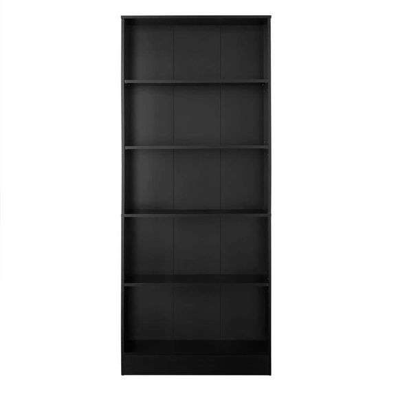 71 in. Black 5-Shelf Basic Bookcase with Adjustable Shelves