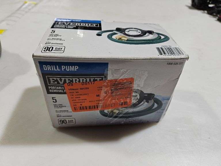 Everbilt portable water removal pump. Drill pump