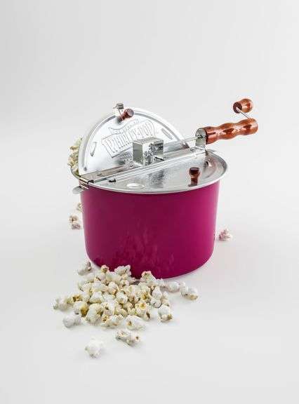 Original Whirley Pop Popcorn Maker - Wabash Valley Farms Pink Popcorn Popper with Nylon Gears, Movie Night at Home, 3-Minute Stove Top Popper with 6-Q