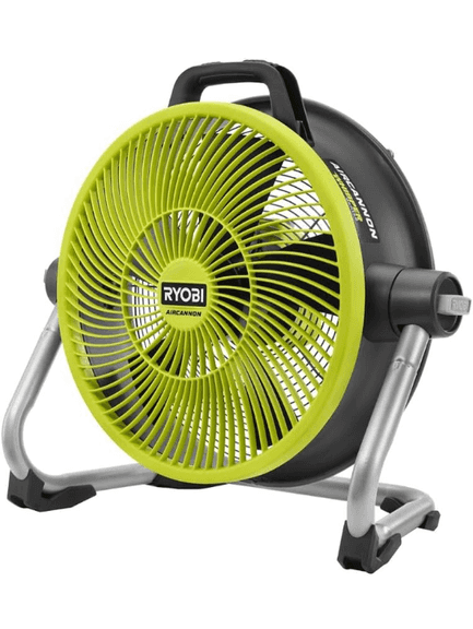 RYOBI ONE+ 18V Cordless Hybrid WHISPER SERIES 14 in. Air Cannon Fan (Tool Only), PCL813B, GREEN