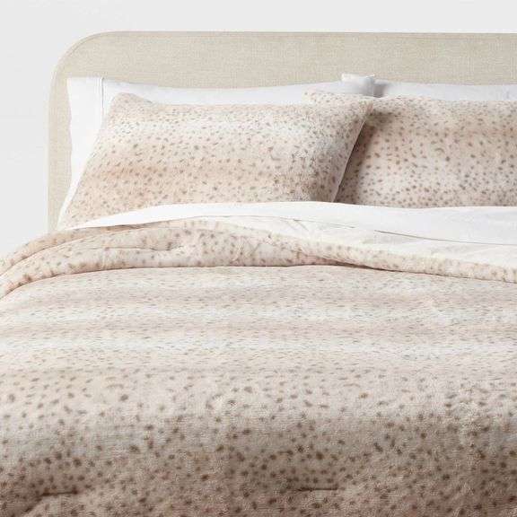 King Leopard Faux Fur Comforter and Sham Set - Threshold