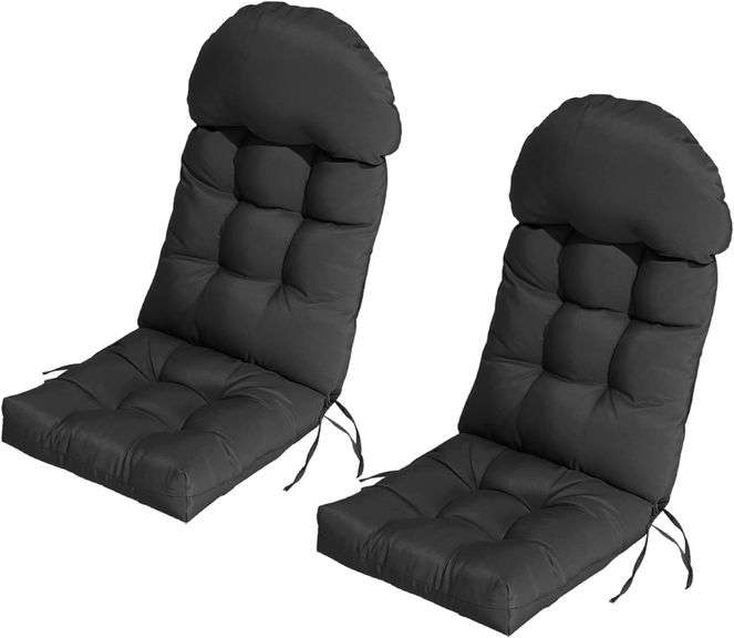 COSNUOSA 2 Pcs Rocking Chair Cushion High Back Adirondack Chair Cushion Waterproof Patio Cushions for Outdoor Furniture Black