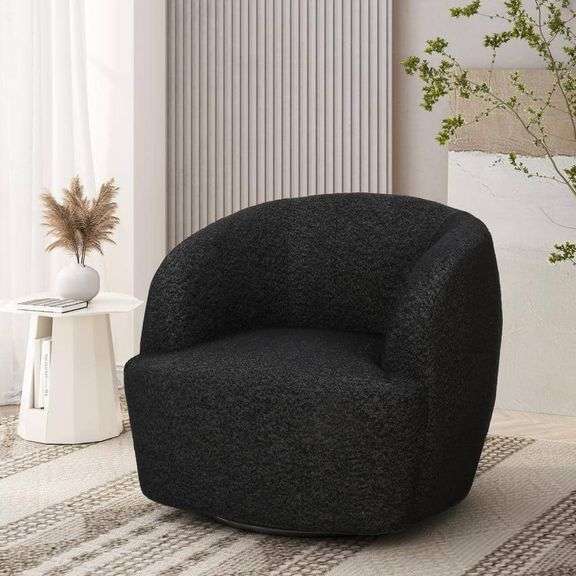 Anaura Black Fabric Arm Chair with Swivel (Set of 1)